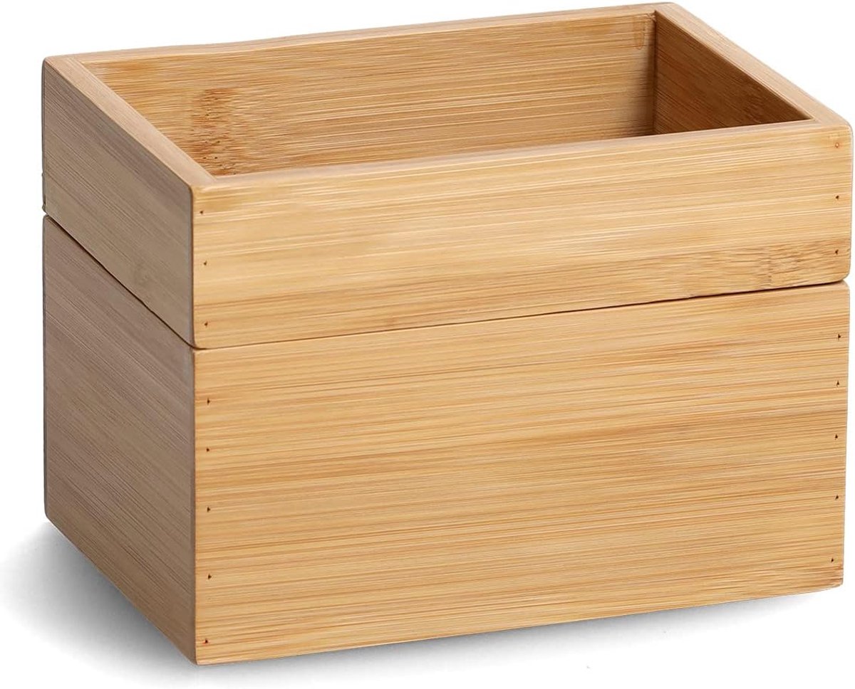 Thijox - 2-delige Opbergdozen Set van Bamboe, Stapelbaar en Veelzijdig voor Huishouden, Kantoor en Badkamer, Afmetingen 17x12x12 cm, Organiser voor Ma