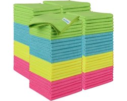 Thijox - AIDEA Microvezel Reinigingsdoeken 100 Stuks - Herbruikbare Keukenschoonmaakdoeken, Pluisvrij en Streepvrij, Wasbaar Stofdoek 30x30 cm voor Hu