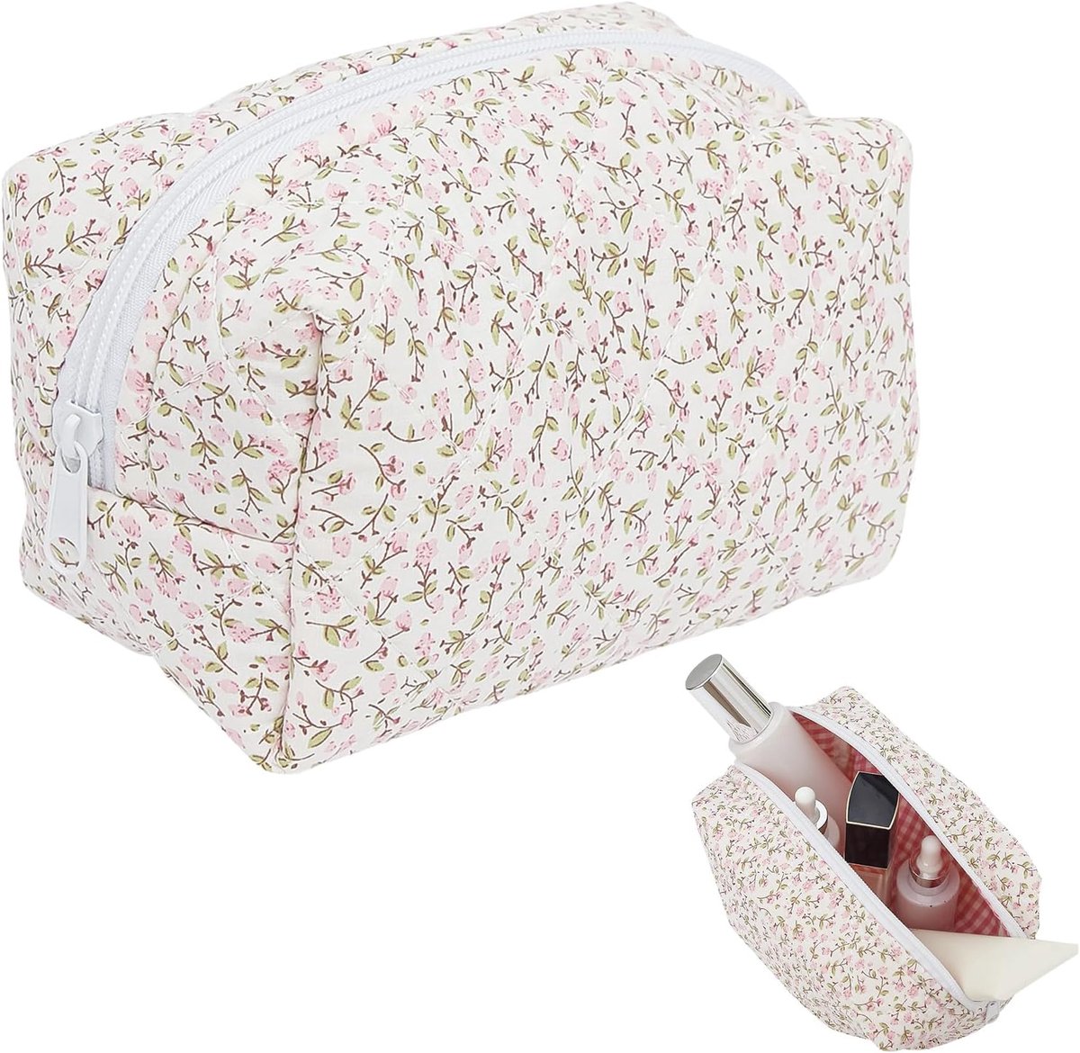 SnelShoppen - Grote Cosmetica Tas - Toilettas Dames - Katoenen Toilettas met Bloemenpatroon - Reis Tas voor Kinderen, Vrouwen en Mannen - Multikleur e