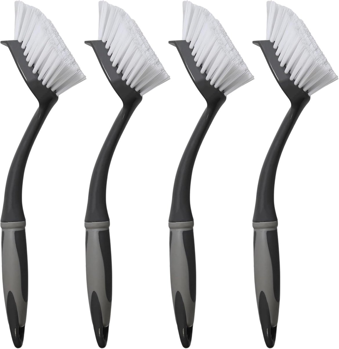 SnelShoppen - 4 x Afwasborstel Grijs/Zwart | Vaatborstel Keukenborstel met Ergonomisch Handvat | Reinigingsborstel 29 cm voor Effectieve Schoonmaak |
