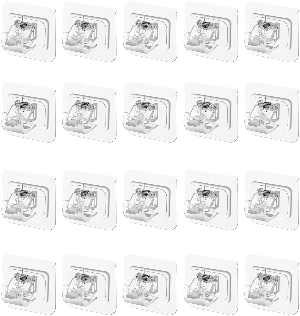 Inovra- Gordijnroede - 20 Stuks - Transparante Gordijnstanghouder - Zelfklevende Bevestiging - Stabiele Klem - Geschikt voor Stangen tot 2,2 cm