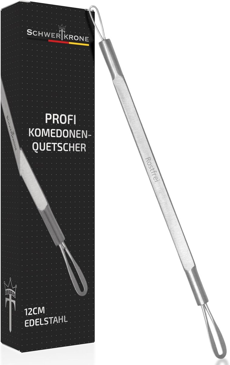 Thijox - Professionele Comedonenlifter roestvrij staal, mee-eterverwijderaar, puistjesverwijderaar met 2 uiteinden voor eenvoudig gebruik, 12 cm lang