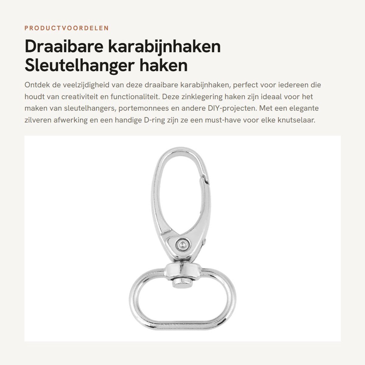 Inovra- Karabijnhaken 20 Stuks - D-ring/Sleutelhanger - Zinklegering - 360° Rotatie - Doe-het-zelf Accessoires - Lichtgewicht - Sleutelhangerhaken