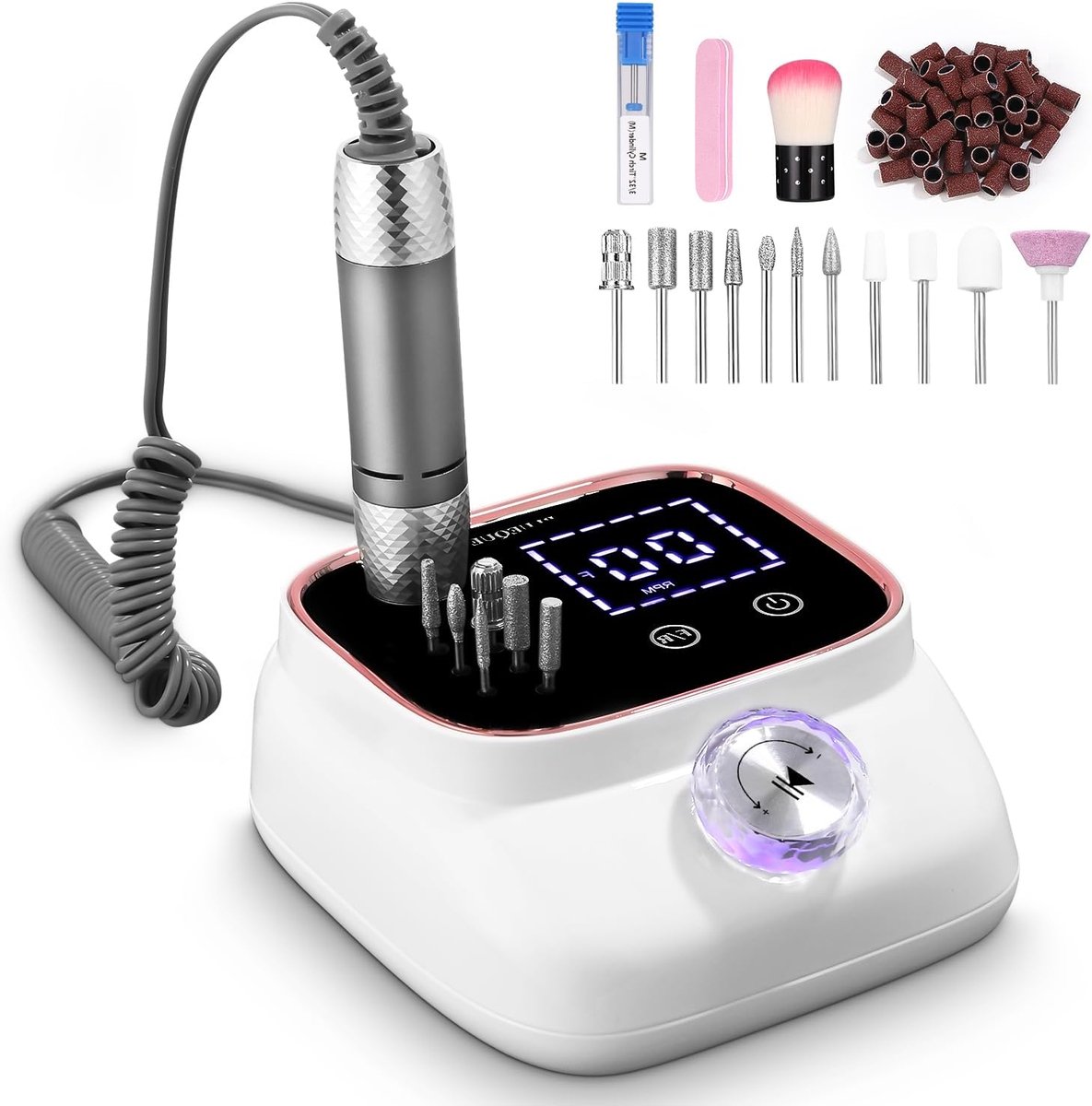Thijox - Professionele nagelschuurmachine 45.000 omw/min, Elektrische Nagelvijl, Accessoireset Manicure en Pedicure, Roségoud voor Thuisgebruik