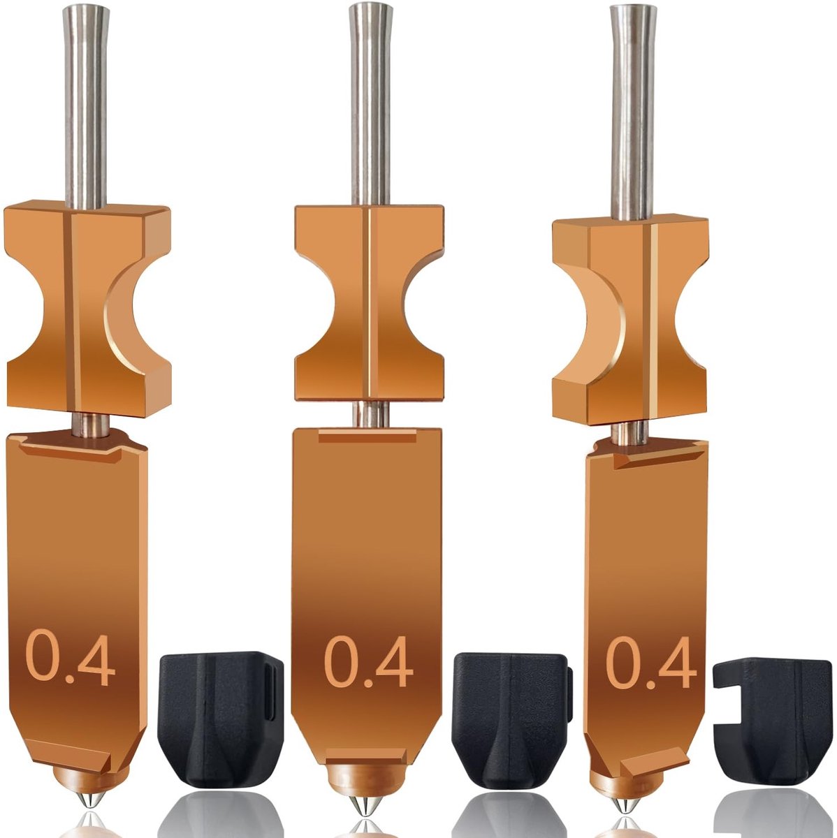 Inovra- Hotend 0,4 mm upgrade - 3 stuks - metalen snel afneembaar mondstuk - hogesnelheidsprintkop - vervanging voor Falshforge AD5X - inclusief siliconen sokken - 3D-printer Hotend