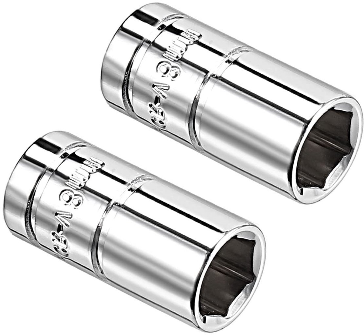 Inovra- Ondiepe Socket - 2 Stuks - 1/4 Inch x 8 mm - Chroom-Vanadium Staal - Corrosiebestendig - Hoge Sterkte - Slijtvast Ontwerp - Dopsleutel