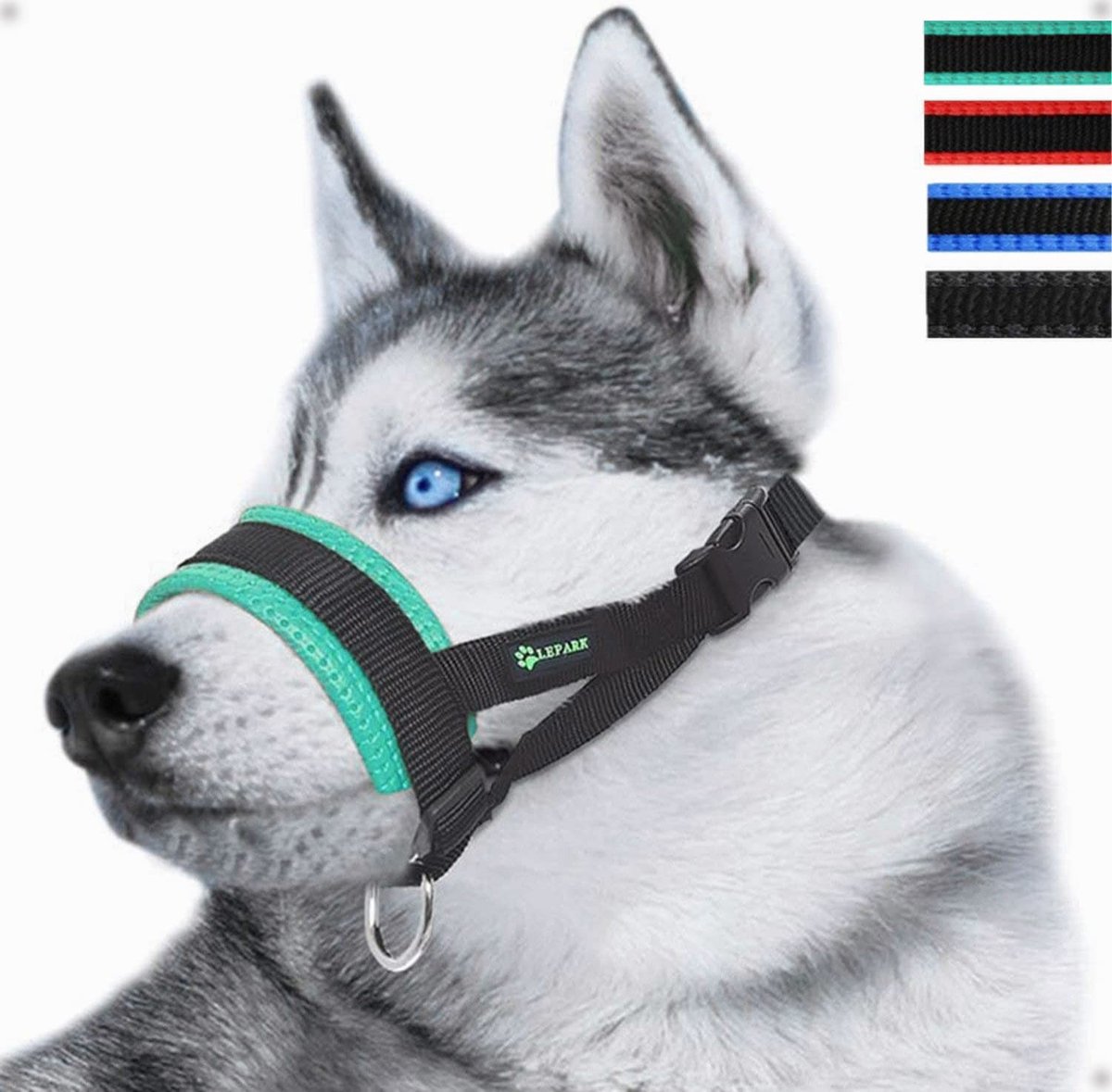 Inovra - hondenmuilkorf voor kleine, middelgrote en grote honden, duurzame en verstelbare muilkorf om bijten, kauwen en blaffen te voorkomen (M, Groente)