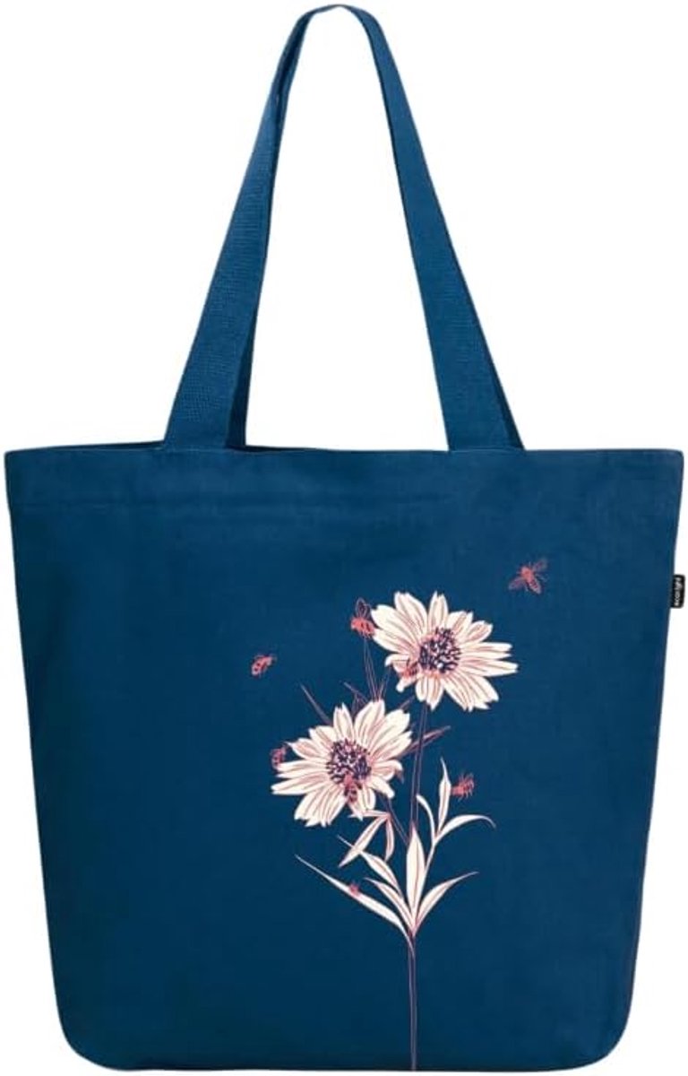Thijox - Esthetische canvas draagtas voor vrouwen, grote damestas met rits en zak, ideaal voor yoga, werk, strand en dagelijks gebruik - Eco-vriendeli