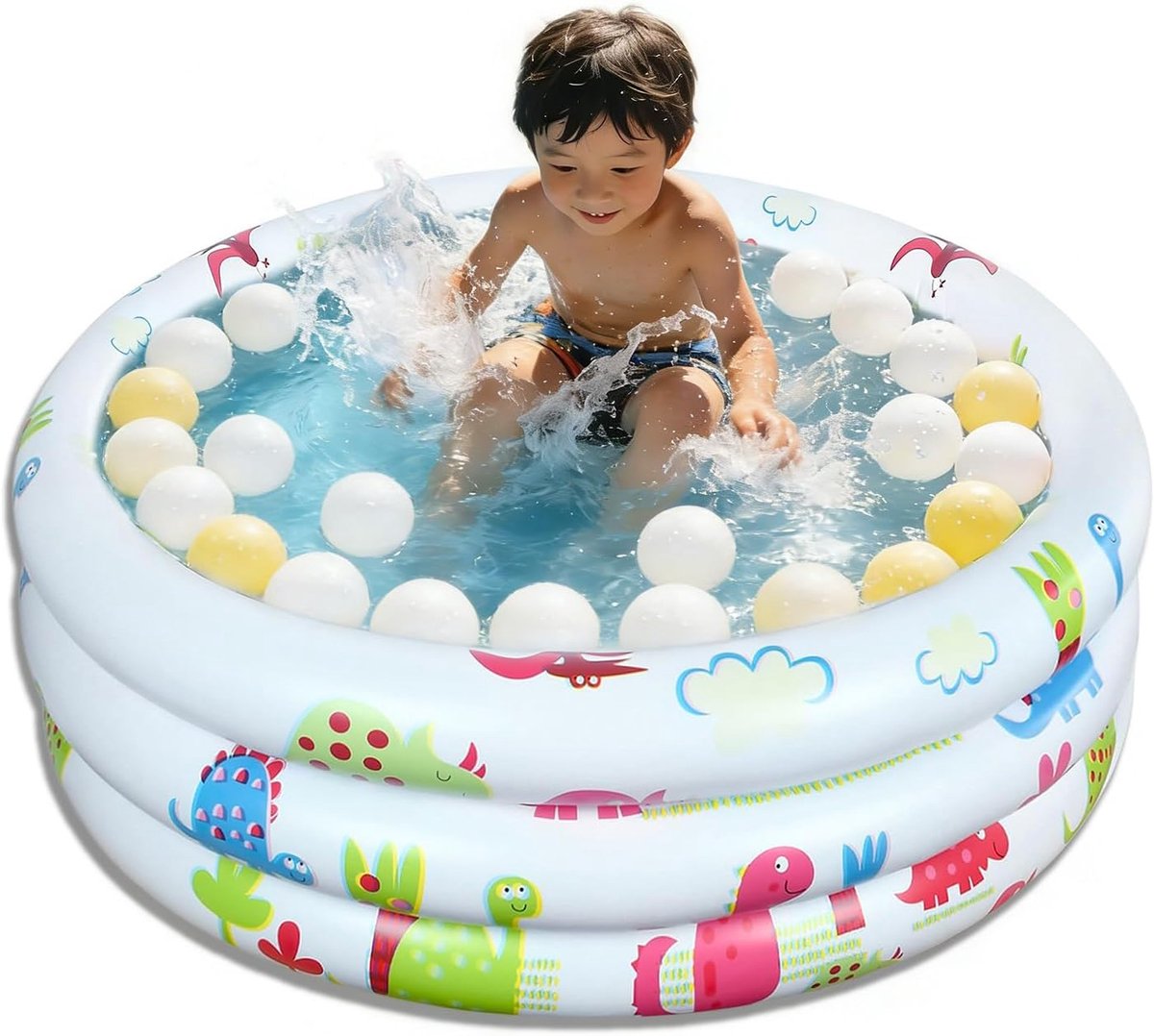 SnelShoppen - Rond Opblaasbad Ø 90 cm - Opblaasbaar Zwembad voor Kinderen - Mini Babybadje - Schattig Opblaasbaar Babybadje voor Tuin, Balkon, Strand,