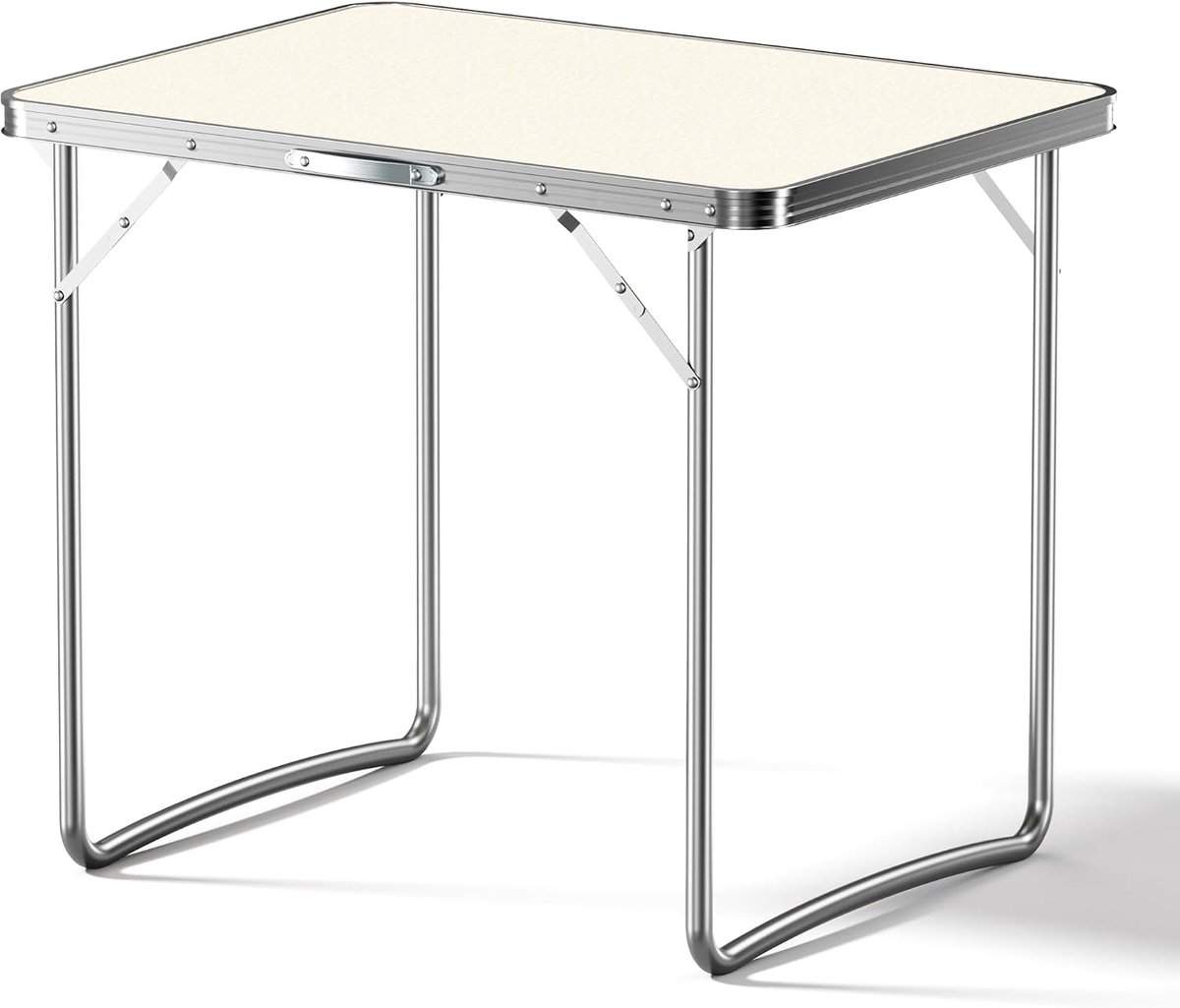 Thijox - Inklapbare Picknicktafel Campingtafel Kampeertafel 80x60 cm Wit MDF met Aluminium Frame voor Tuin, Balkon, Feest en Kamperen