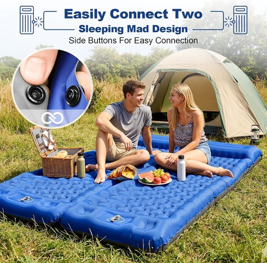 Thijox - Extra Groot Luchtmatras Camping 83 cm met Geïntegreerd Kussen 16 cm - Ultralicht Opblaasbaar Matras met Voetpomp - Ideaal voor Trekking en Re van Thijox — afbeelding 4