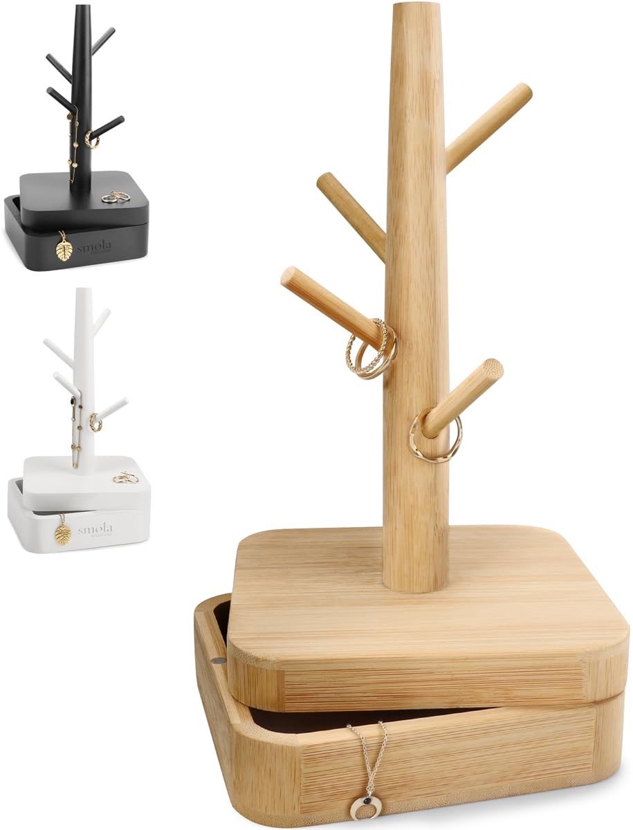 Inovra - Sieradenboom van Hout met Opbergdoos - Decoratieve Sieradenorganizer