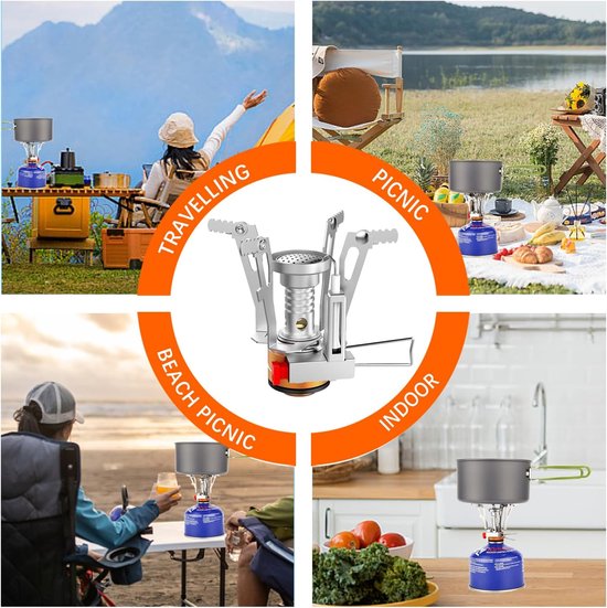Thijox - Campingfornuis, Opvouwbaar Gasbrander, Bivak Gasfornuis, Compact Kooktoestel voor Buiten, Wandelen, Picknick, Barbecue, 9,5 cm Brandplaat van Thijox — afbeelding 4
