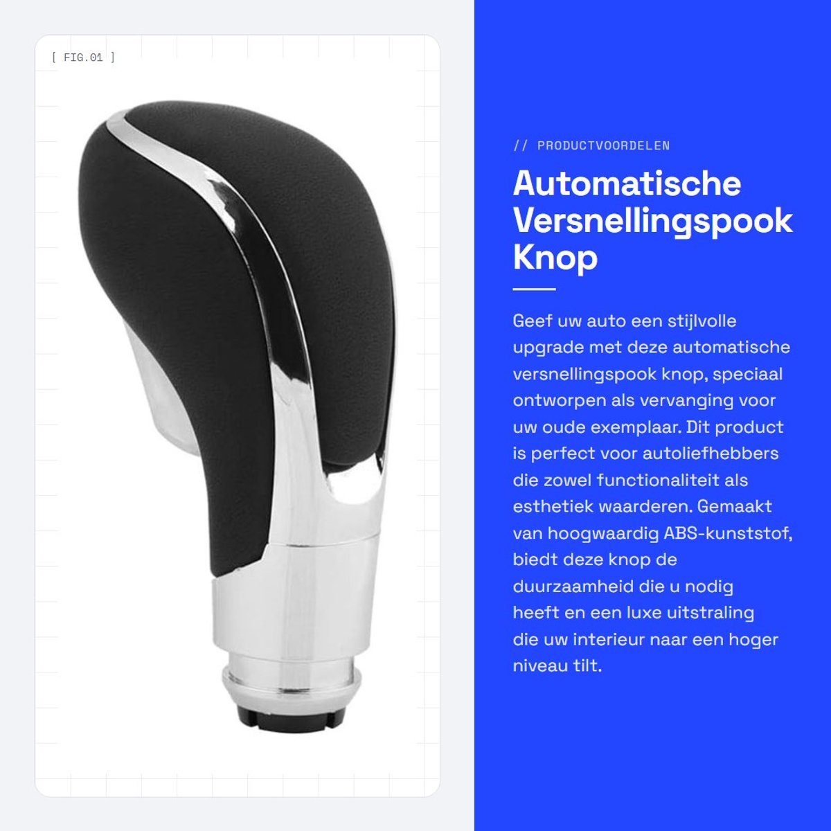 Inovra- Versnellingspook Knop - Hoogwaardig ABS-kunststof - Luxe Decoratie - Ergonomisch Ontwerp - Vervanging voor Insignia - Gloednieuw