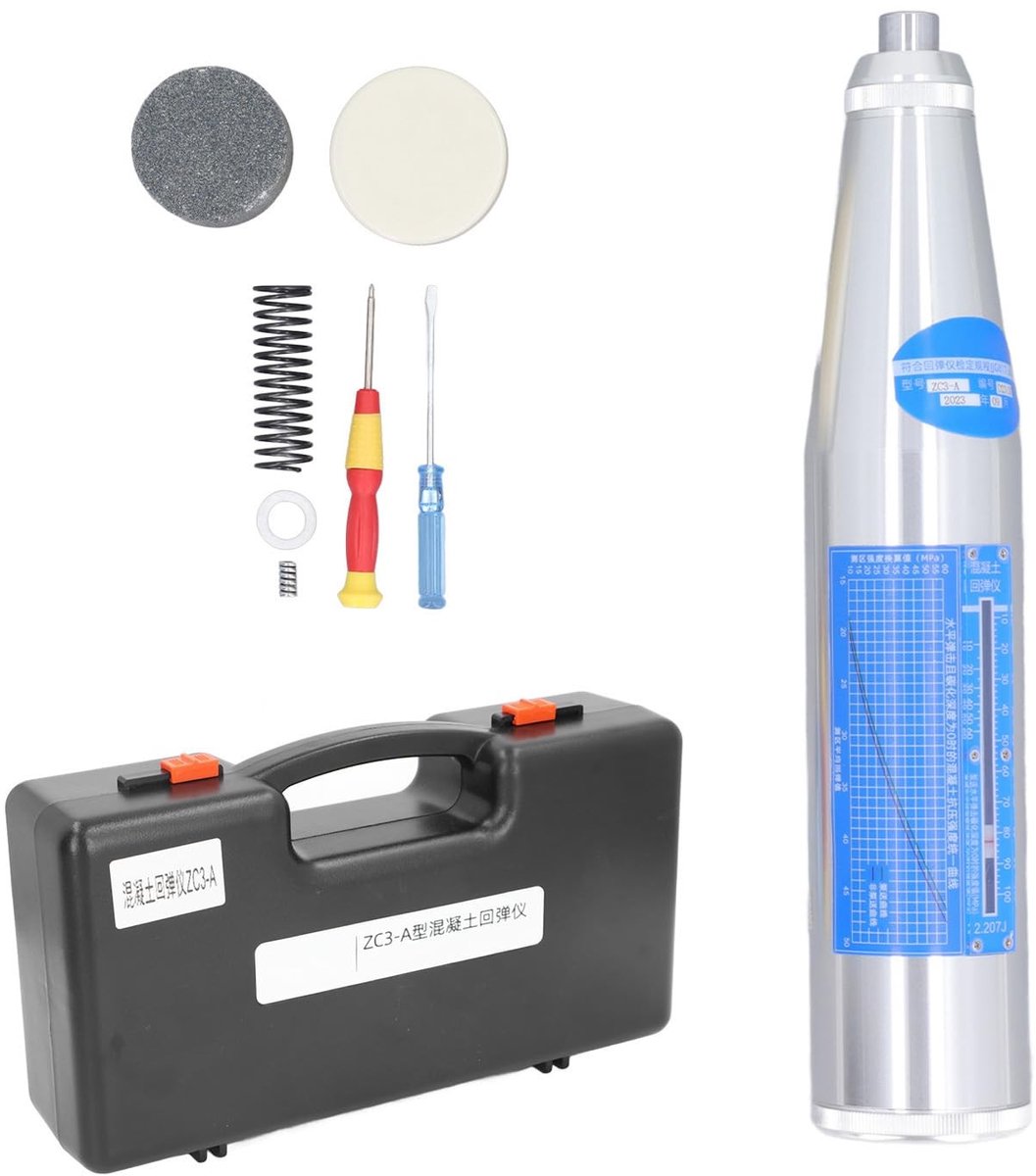 Inovra- Beton Rebound Tester Mechanisch - Hoge Sterkte - Roestvrij Staal - Testhamer - Kalibratiewaarde 80±2 - Inclusief Accessoires - Terugslaghamer