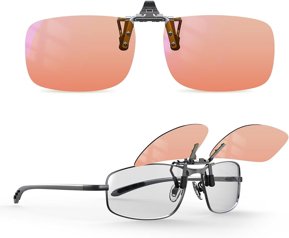 Clip-on glazen - roze - blauw licht filterend - vermindert oogspanningen - SnelShoppen