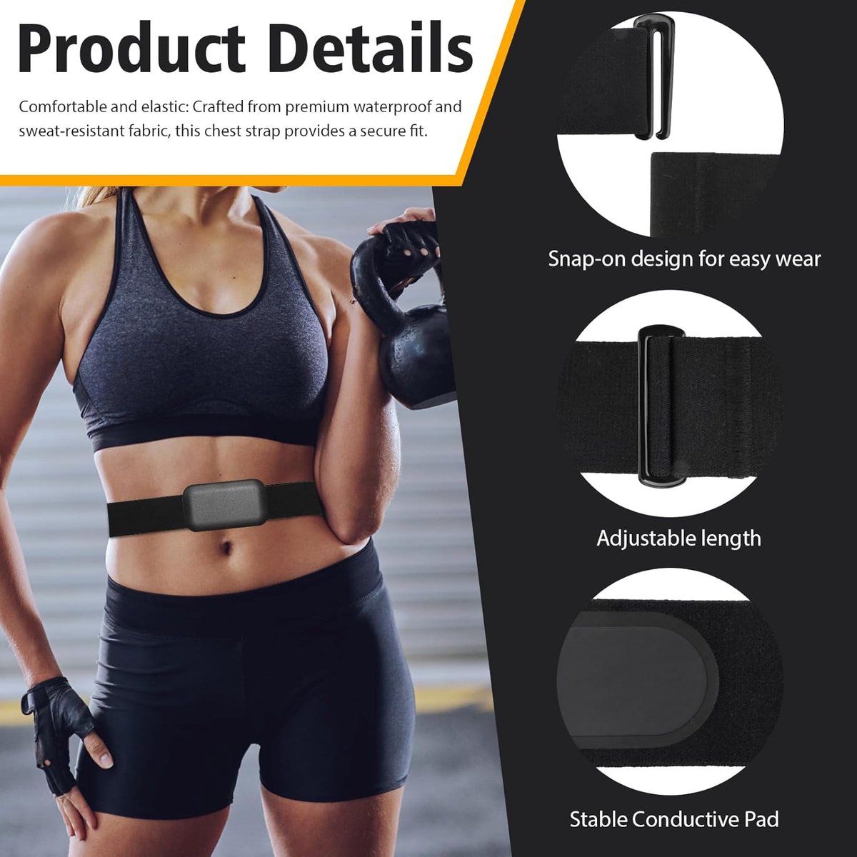 Thijox - Hartslagmeter Borstband - Nauwkeurige Bluetooth Hartslagsensor voor Fitness, Hardlopen, Fietsen en Trainingen - Zwart - Ergonomisch Ontwerp