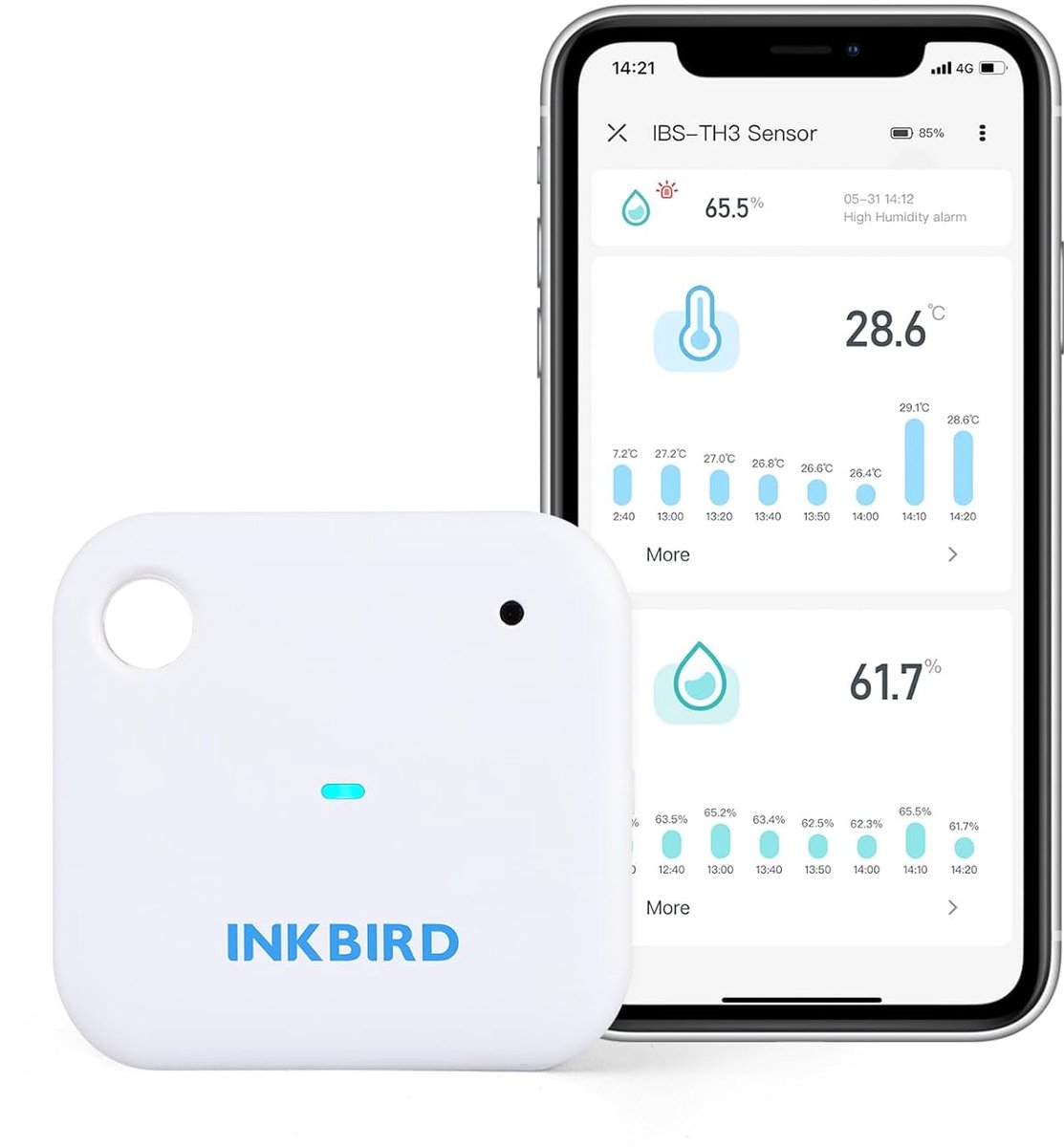 SnelShoppen - Wifi Thermometer en Hygrometer - Temperatuur- en Vochtigheidsmeter voor Wijnkelder, Kas, Garage - Slimme App - Binnenthermometer voor Th