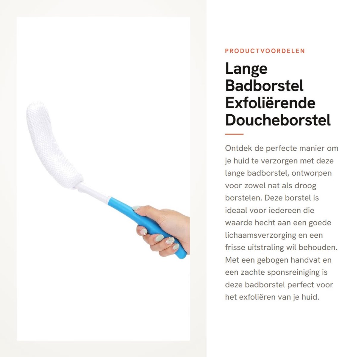 Dailygoods- Badborstel Ergonomisch Ontwerp - Lange Steel - Zachte Spons - Exfoliërende Doucheborstel - Rugborstel - Voor Nat/Droog Borstelen