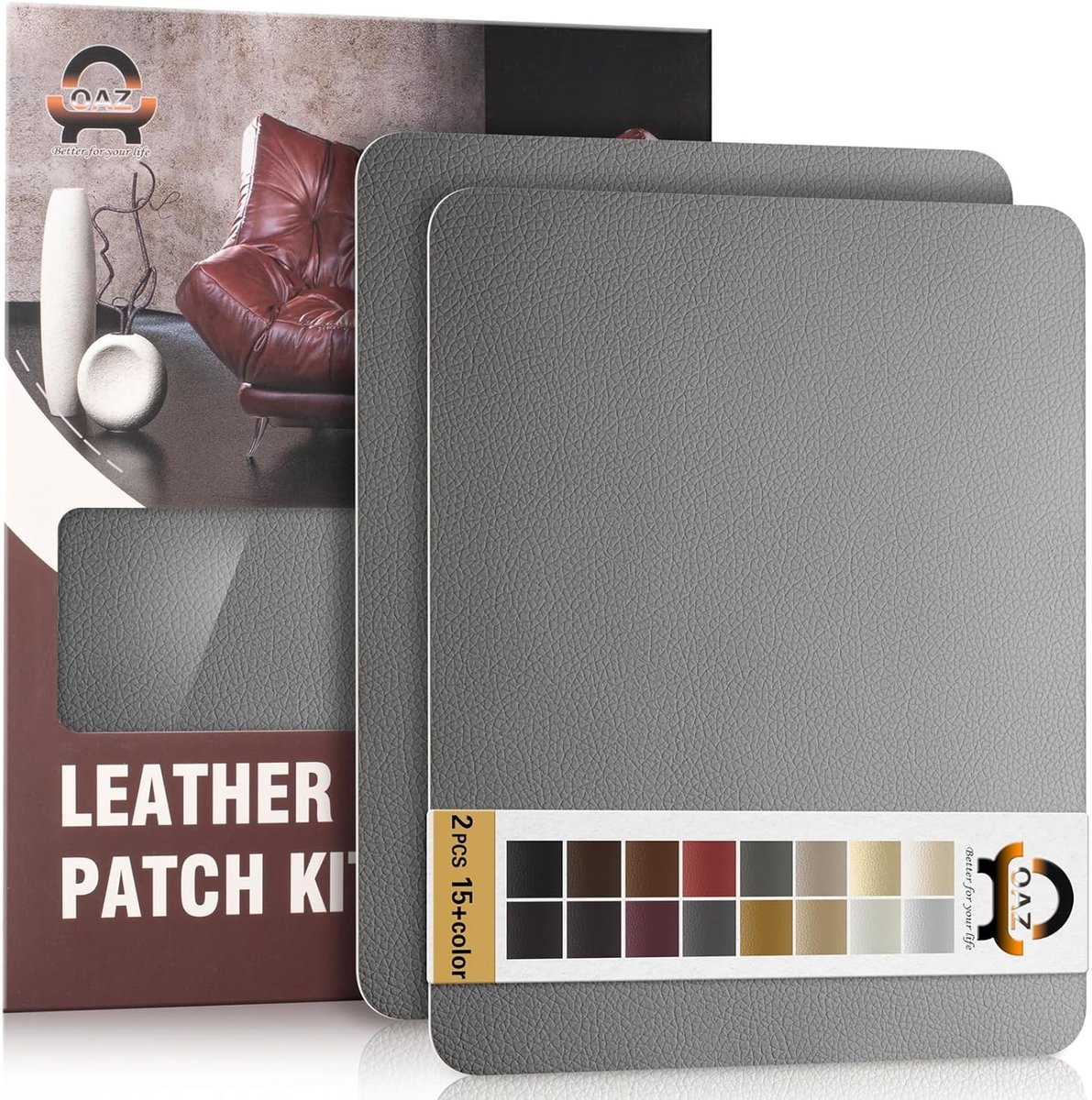 Complete Faux Leather Reparatieset voor Meubels, Autozetels en Tassen - Zelfklevende Patches in Donkergrijs, 28 x 21 cm, Ideaal voor Beschadigingen en Slijtage