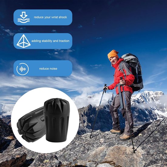 8 stuks stoppers voor wandelstokken, geschikt voor Nordic walking, trekking en hiking op asfalt, gravel en in de bergen, gemaakt van duurzaam PVC — afbeelding 4