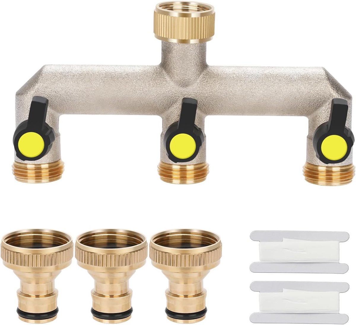 3-Weg Waterverdeler, 3/4 Inch Kraan, Messing Waterdistributie, Verstelbare en Vergrendelbare Waterstroom voor Grote Tuinen, Tuinaccessoires en Irrigatieoplossingen