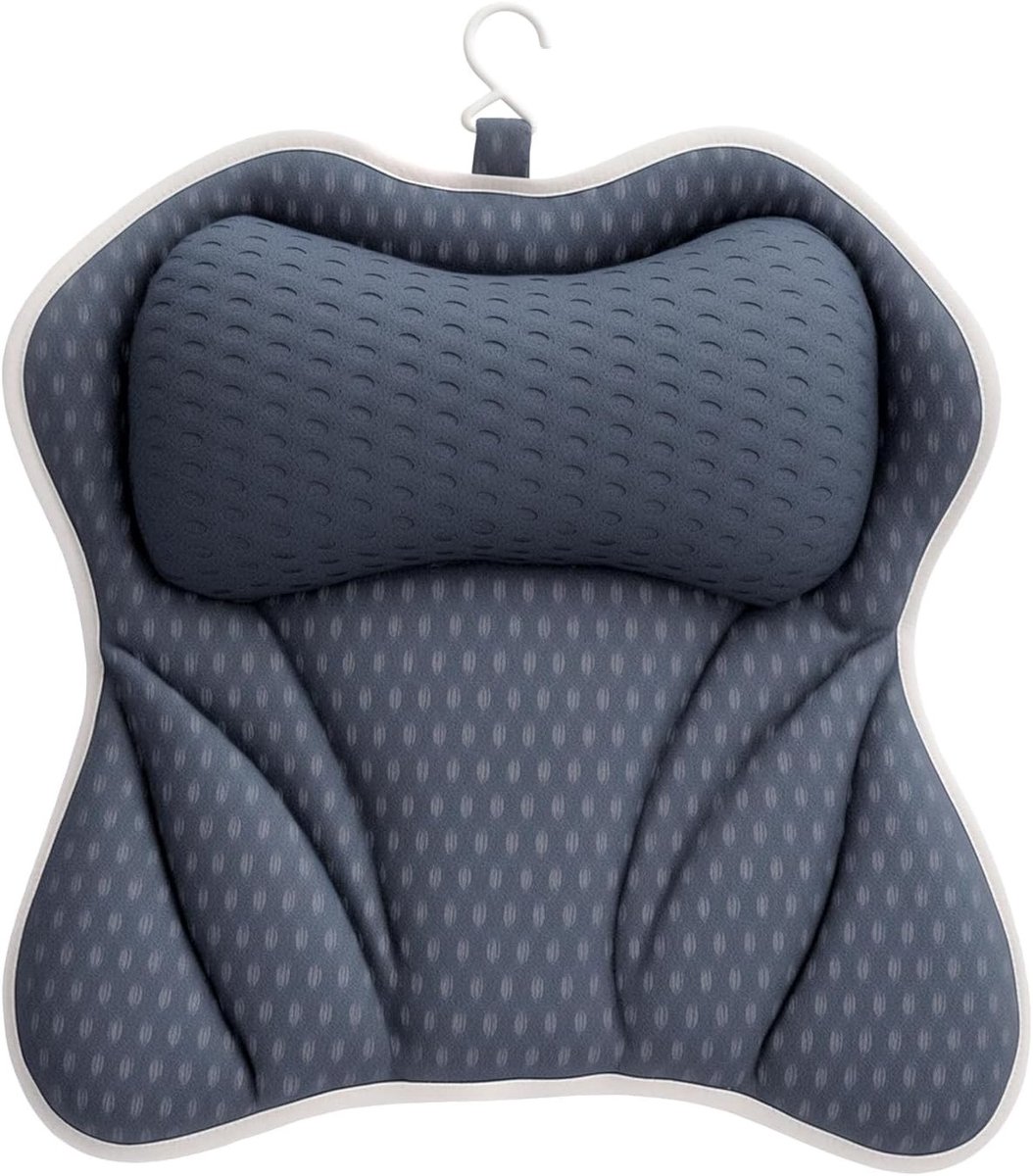 Ergonomisch Badkussen voor Hoofd, Nek, Rug en Schouders - 4D Air-Mesh met 6 Zuignappen voor een Comfortabele Thuis Spa, Geschikt voor Alle Badkuipen