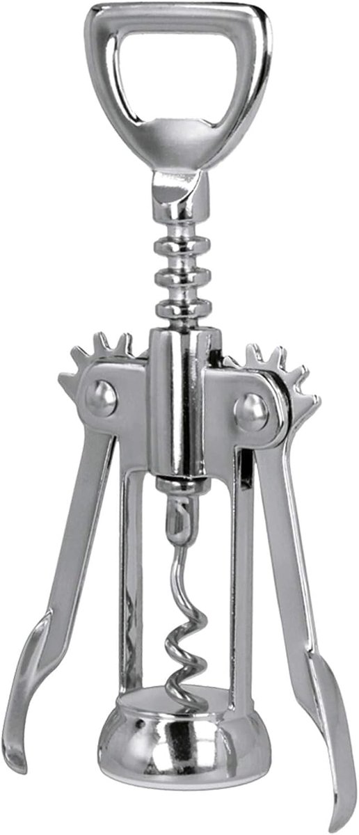 Thijox - Verchroomde Hendelkurkentrekker met Kurkveger - 17 cm - Fijn Gepolijst - Edelmat - Ideaal voor Feest, Keuken, Camping en Wijnliefhebbers