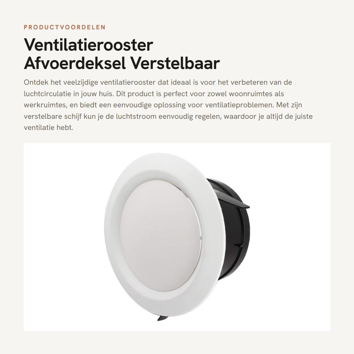 Dailygoods- Ventilatierooster wit 100 mm - Afvoerdeksel - Flens - Verstelbaar - Insectengaas - Eenvoudige installatie - Ventilatieventiel