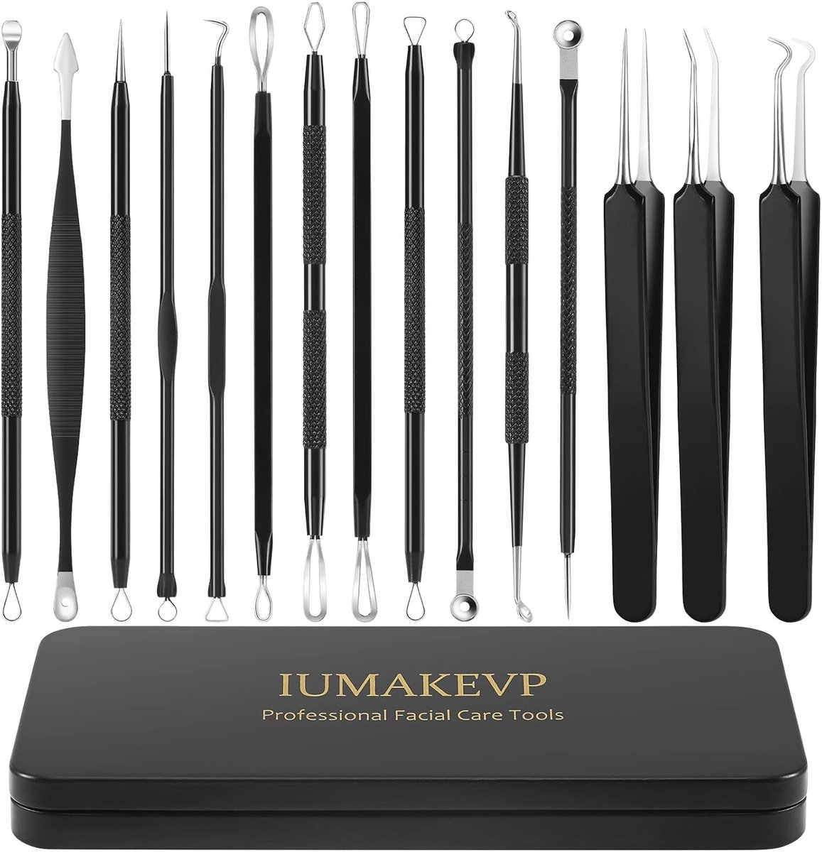 Thijox - 15 Delige Professionele Roestvrijstalen Puistjespopper Set - Comedonextractor voor Acne Verwijdering - Effectief Gereedschap voor Mee-eters e