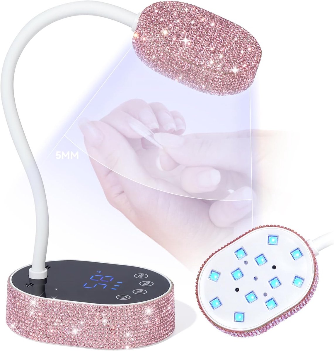 Thijox - Mini UV-lamp voor nagels met slimme autosensor, LCD-scherm, 36W USB LED-gelmini-nagellamp, 3 standen, draagbare nageldroger voor gelnagels, s