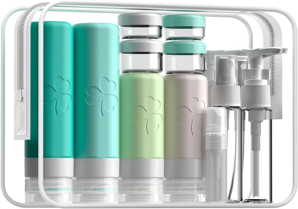 Thijox - 23 Pack Reisflessen voor Toiletartikelen - TSA Goedgekeurde Siliconen Reiscontainers - BPA-vrij, Lekvrij, Navulbare Reisbenodigdheden voor Sh