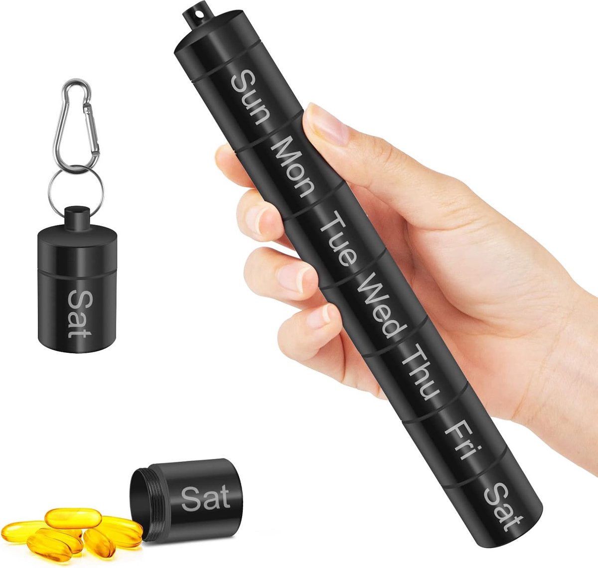 Weekly Pill Organiser, DASKING Aluminium Alloy Pill Box, 7 Days 1 Time a Day, Waterproof Tablet Organiser with - ShopVlot