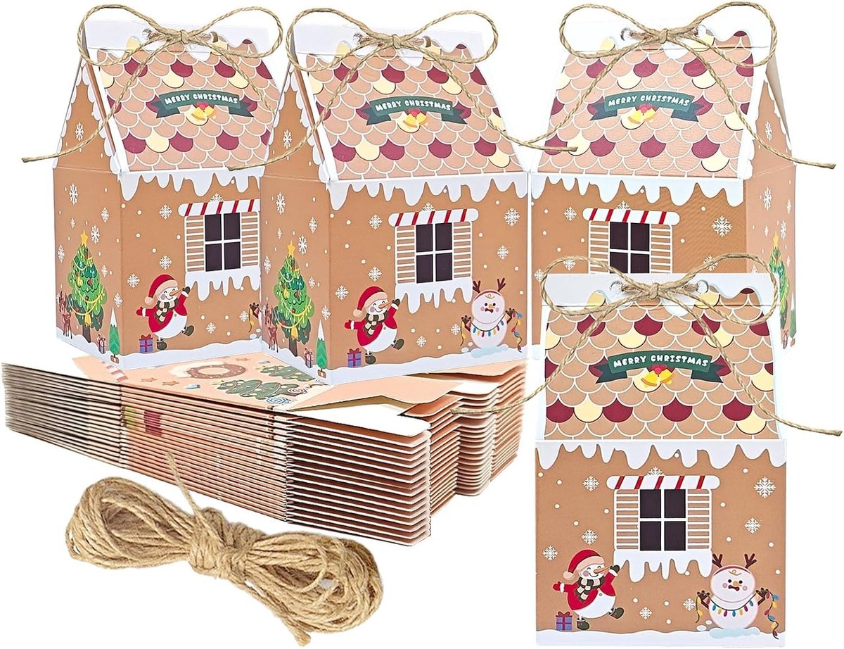 Kerstfeest Cadeauverpakkingen - 24 Stuks Kraft Papieren Dozen en Tassen voor Feestdecoraties en Cadeaus