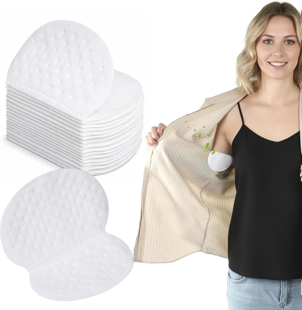 Set van 100 Onderarm Pads voor Mannen en Vrouwen - Zelfklevende Anti-Zweet Pads, Comfortabele en Onzichtbare Oplossing tegen Zweetvlekken en Vochtigheid