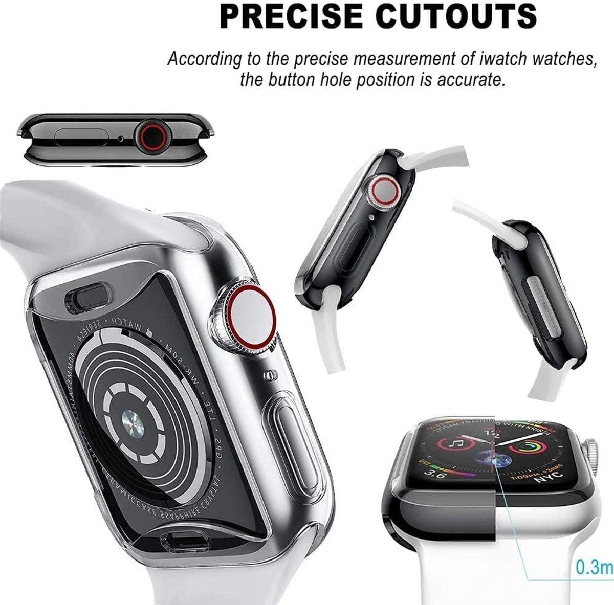 Transparante Beschermcase met Schermbeschermer voor Apple Watch 41mm Series 7, Duurzame Bescherming en Stijlvolle Accessoires