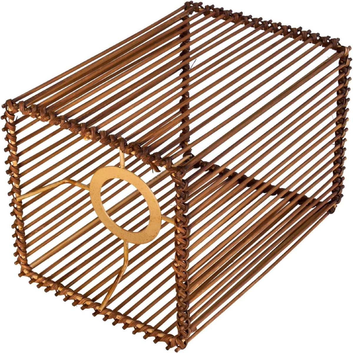 Boho lampenkap vierkant klein van bamboe in donkerbruin, 15 x 15 x 20 cm, sfeervolle verlichting voor elke ruimte