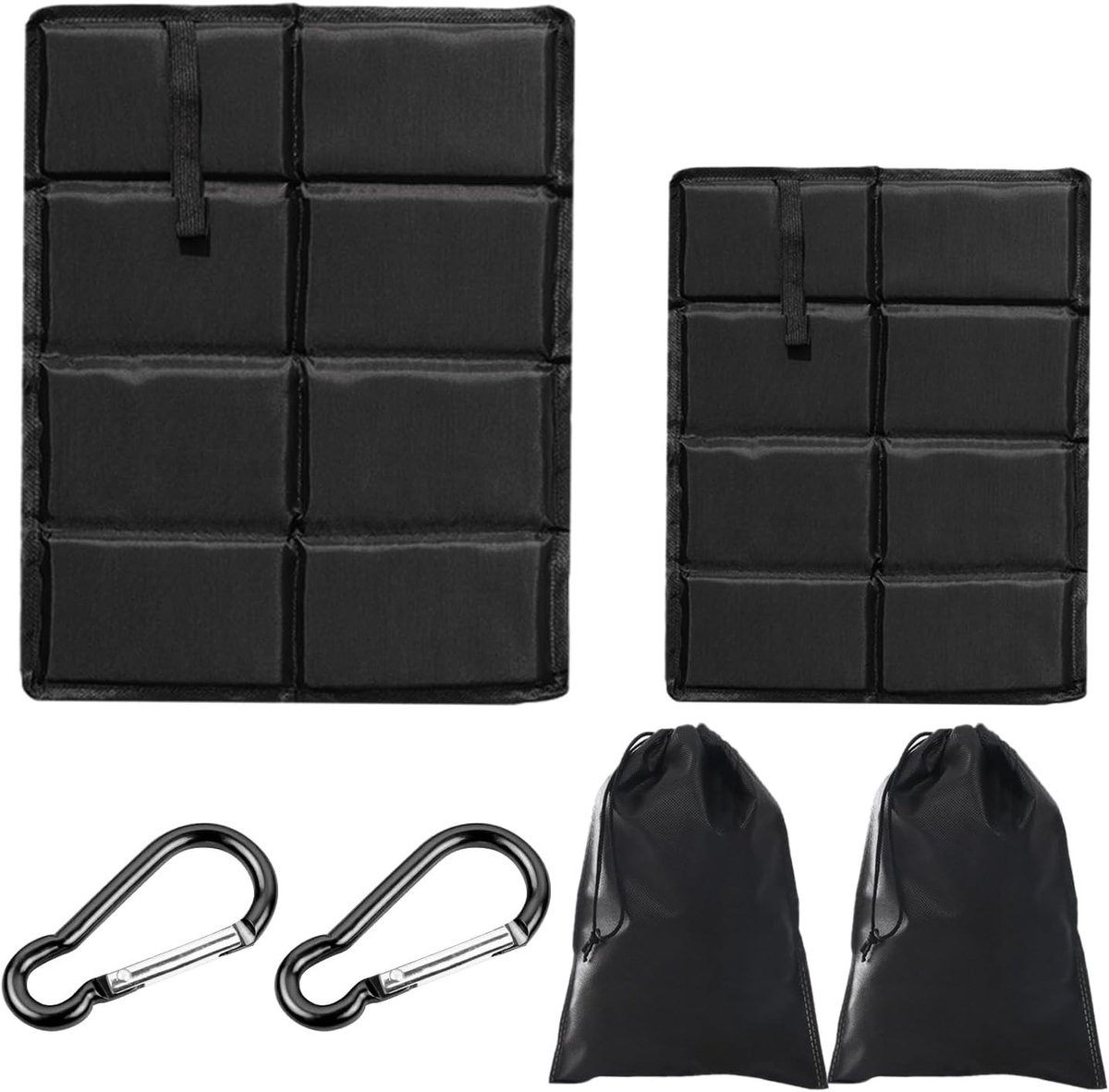 Set van 2 Buiten Kussens 29 x 40 cm, Kinderen Kussen, Opvouwbaar Kussen voor Picknicks, Kamperen en Wandelen met 2 Karabijnhaken