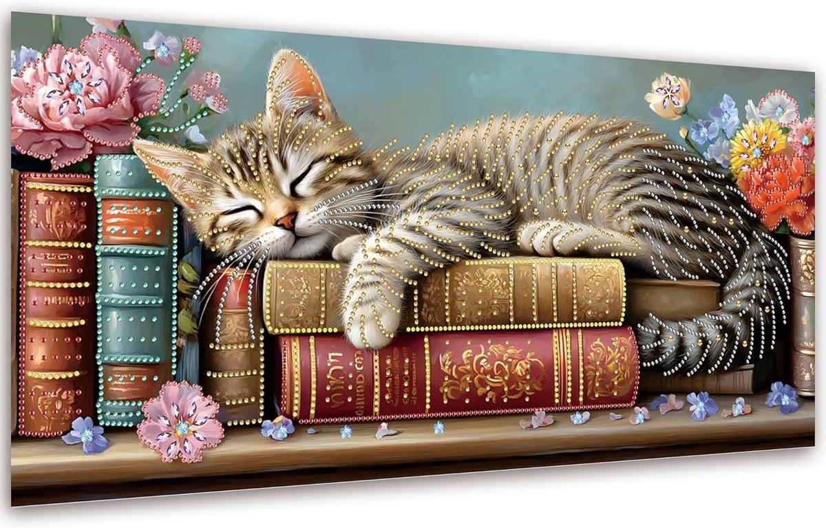 Speciale Vormen Diamant Schilderen Kit voor Katten, DIY Schilderprojecten, Rhinestone Borduurwerk en Canvas Wanddecoratie 30x60cm