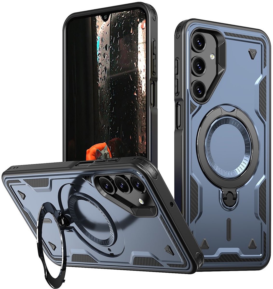 Coverup Hoesje - Geschikt voor Samsung Galaxy A16 Hoesje - Coverup Armor Back Cover met MagSafe Compatible Kickstand - Blauw