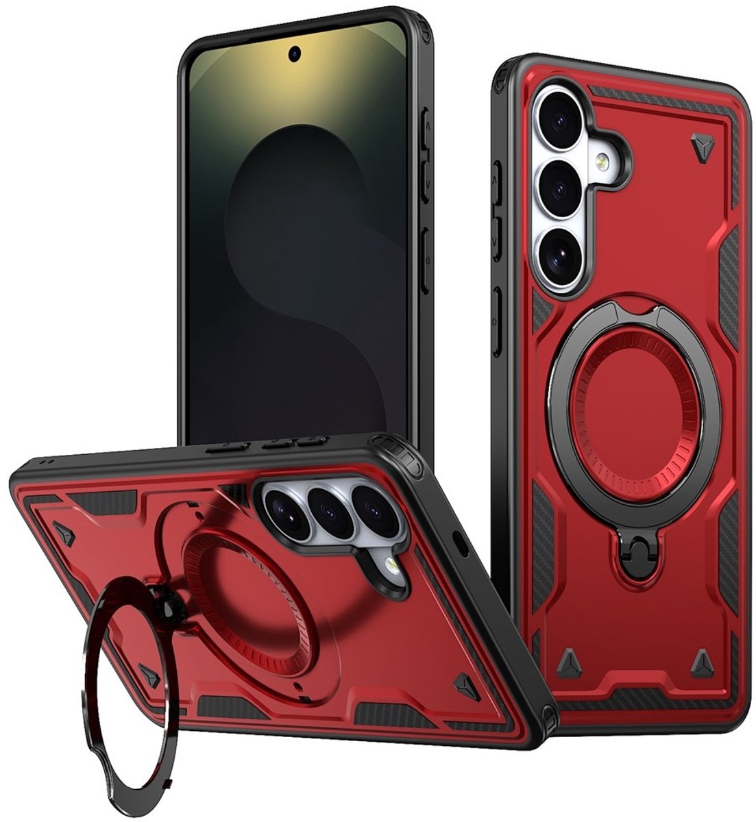 Coverup Hoesje - Geschikt voor Samsung Galaxy S26 Plus Hoesje - Coverup Armor Back Cover met MagSafe Compatible Kickstand - Rood