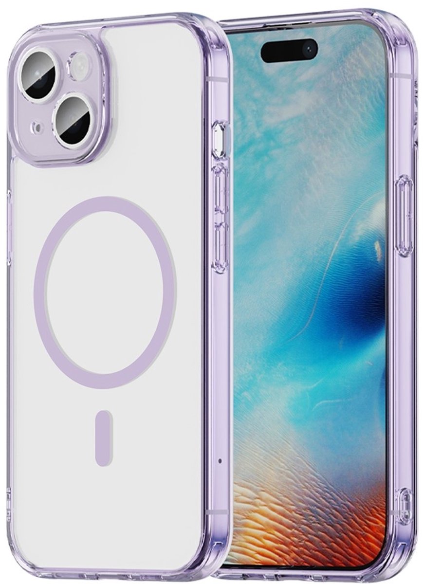 Coverup Hoesje - Geschikt voor iPhone 15 Hoesje - Coverup Clear TPU Back Cover - MagSafe Compatible - Paars