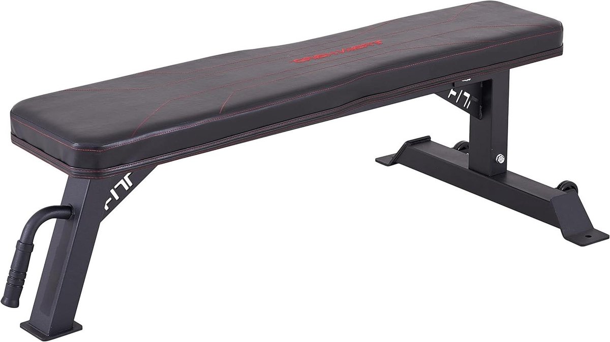 Halterbank - Trainingsbank plat - Kracht training - 500 kg belastbaar - 130 x 65 cm - Zwart