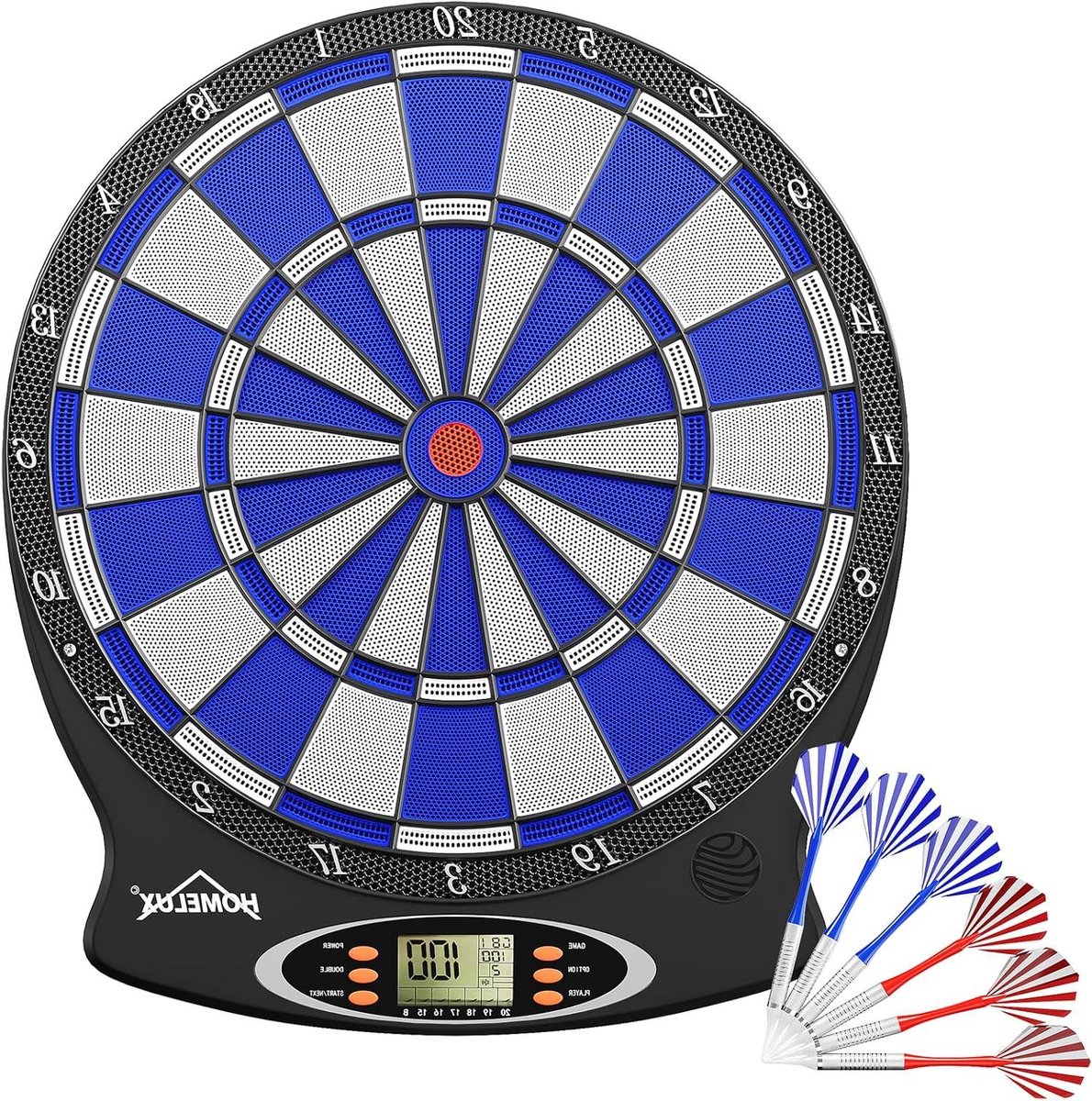 Elektronisch Dartbord - Dartautomaat - Darts Spelen - 18 Spellen 159 Variaties - 43x38x2 cm - Blauw Wit Zwart