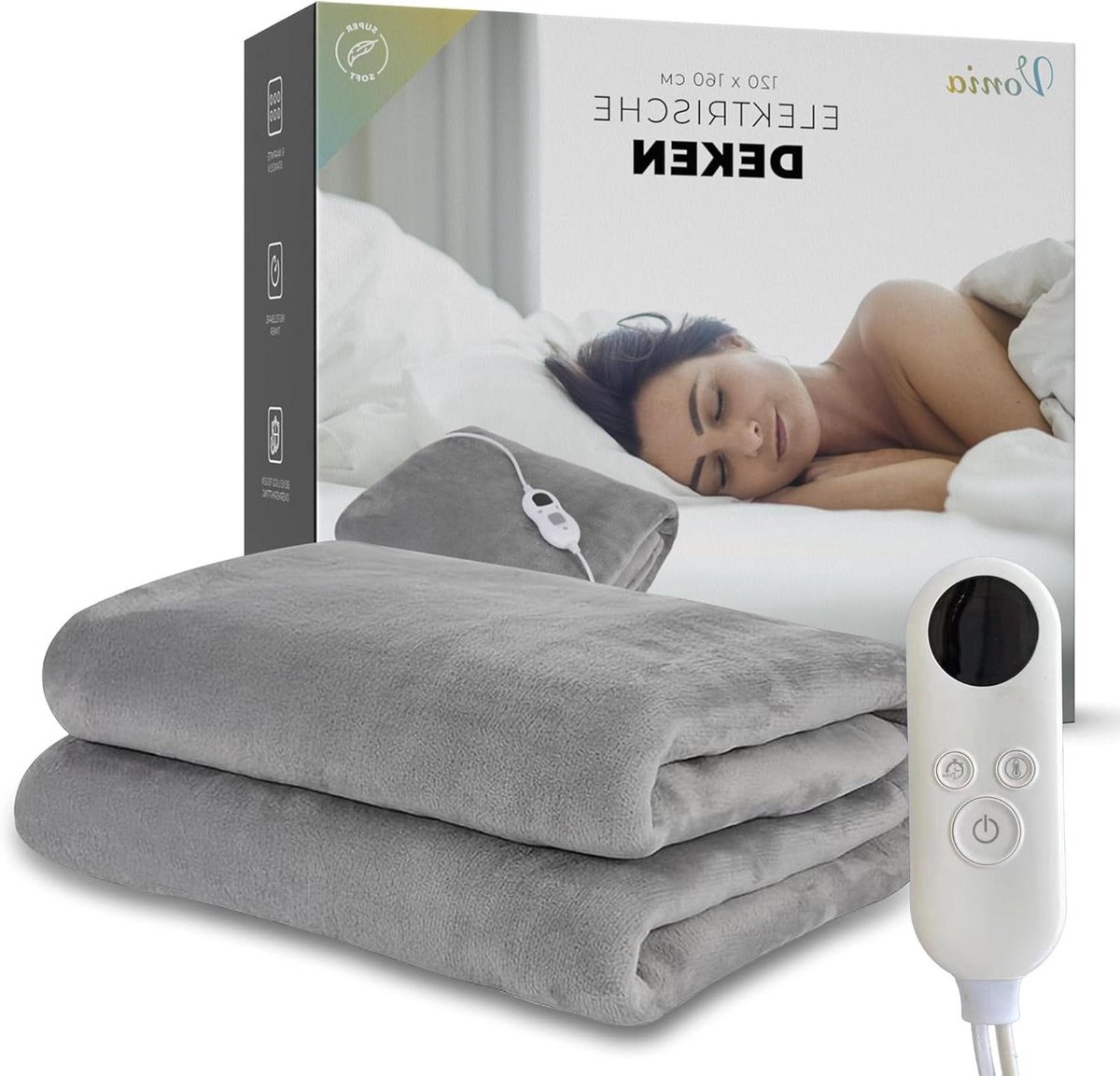 Elektrische deken - Warmtedeken - Comfort op koude dagen - 6 warmtestanden - 160 x 120 cm - Grijs