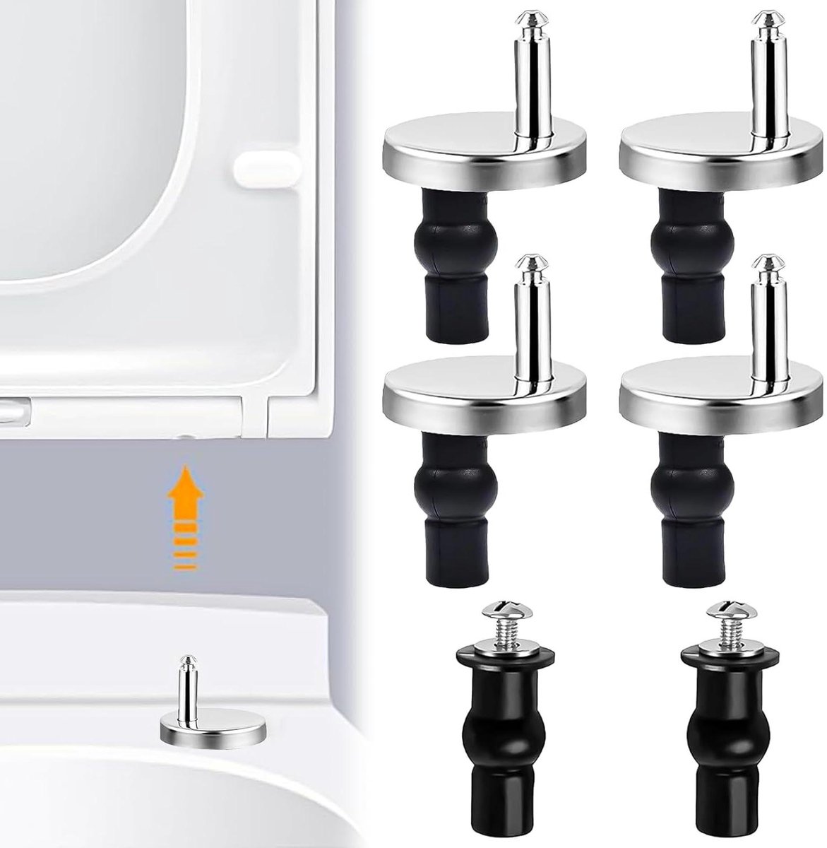 Toiletbril Onderdelen - Bevestigingsset - Toilet Reparatie - Roestvrij Staal - Universeel - Zilver