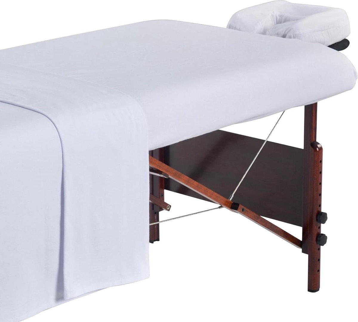 Hoeslakenset Massagebed - Textielset Salon - Professionele Behandeling - Zacht Gekamd Katoen - 3 Delig - Wit