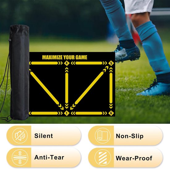 Voetbal Trainingsmat - Balcontrole Mat - Voetbalvaardigheden Trainen - XL Afmeting met Gidsen - 90 x 60 cm - Geel — afbeelding 5