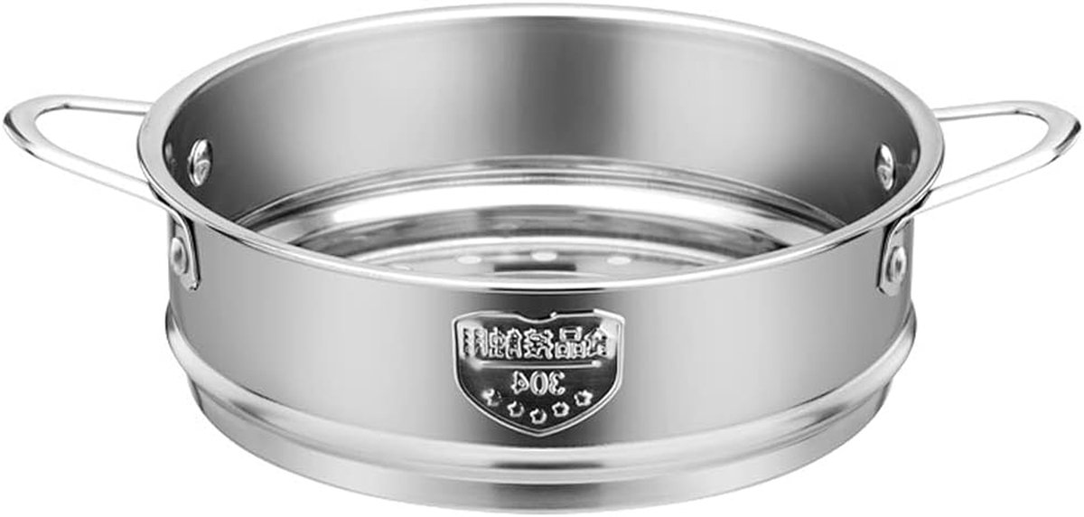 Roestvrijstalen Stoompan - Stoominzet Kookpan - Gezond Koken - Gelijkmatige Warmteverdeling - 20 cm Diameter - Zilverkleurig