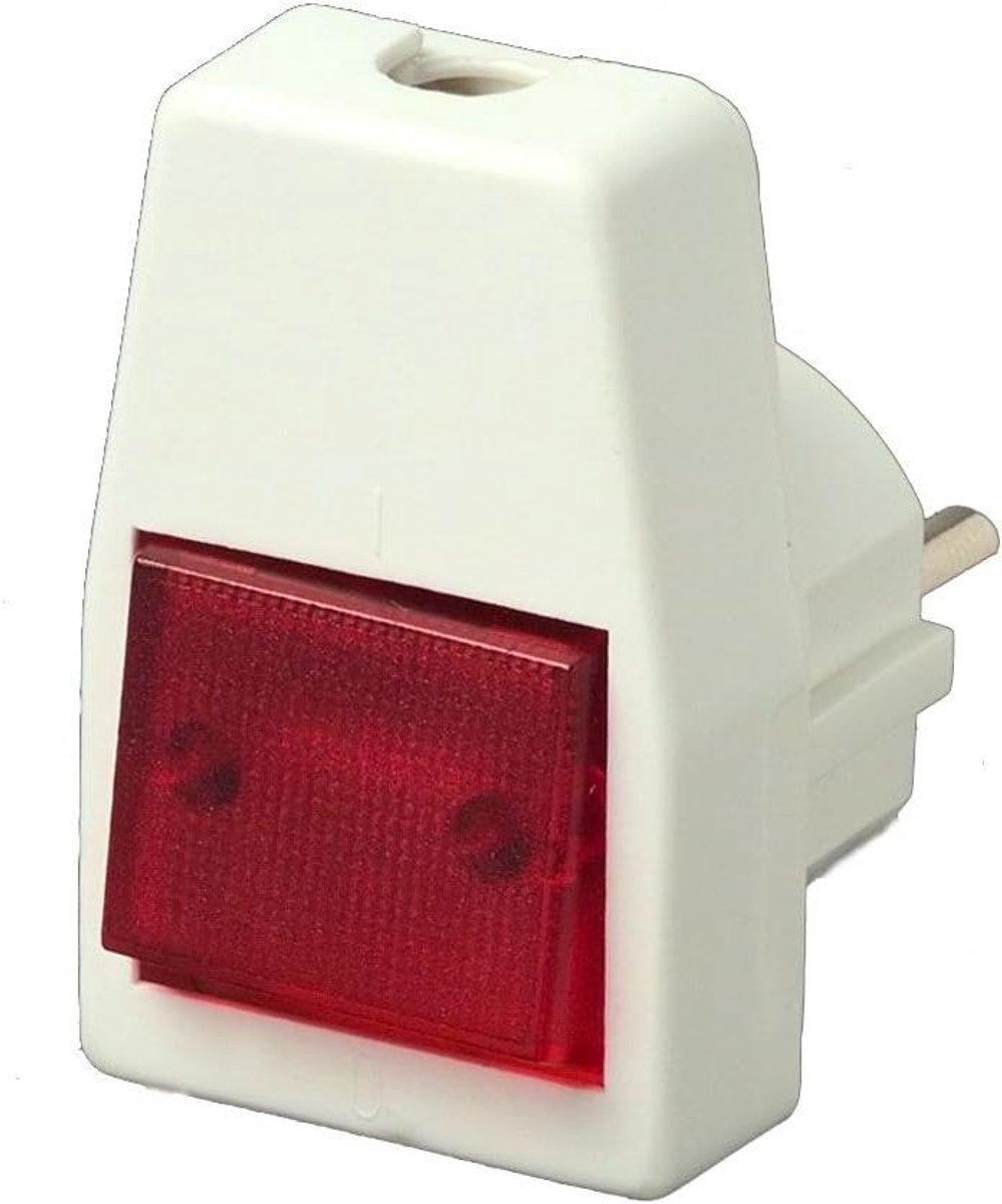 Schuko stekker - Hoekstekker met schakelaar - Apparaten Aansluiten - Verlichte schakelaar - 8 cm - Wit